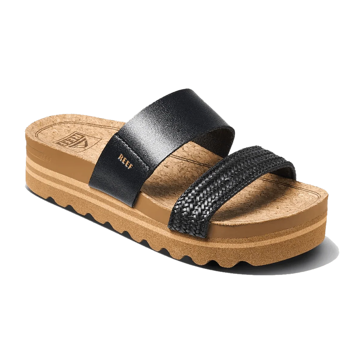 REEF WOMEN'S CUSHION VISTA HI SLIDE SANDALS - BLACK BRAID - Image 2
