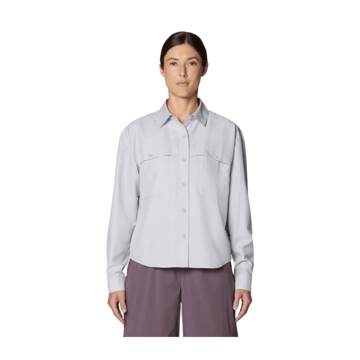 MOUNTAIN HARDWEAR WOMEN'S SUN DRIFT COOLING LS SHIRT - GREY ICE