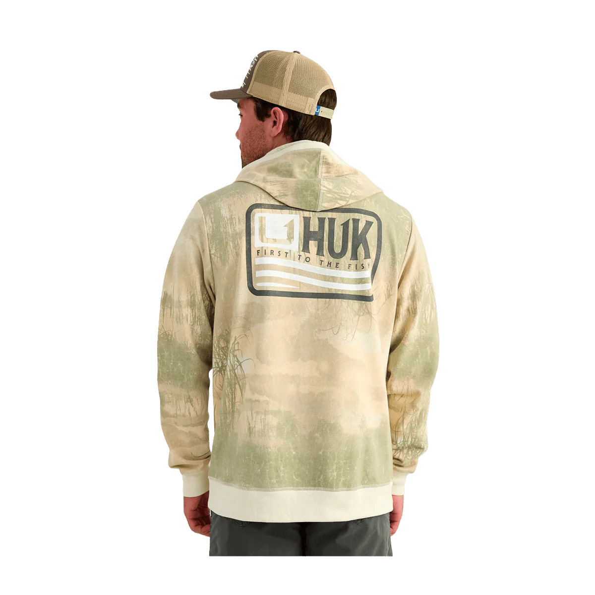 HUK EDISTO PRINTED TERRY HOODIE - SILVER BIRCH