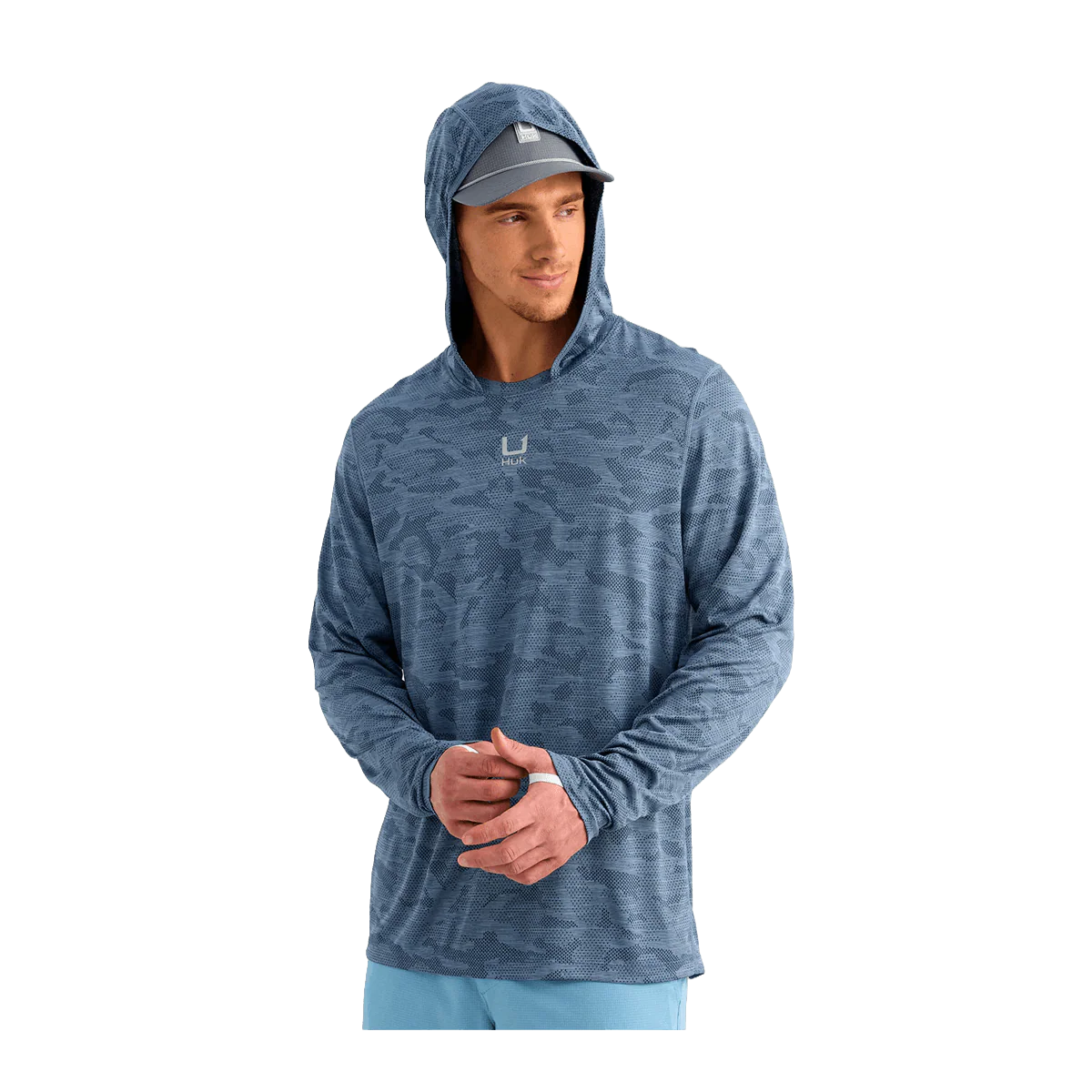 HUK A1A PRO HOODIE - STORMY BLUE CAMO - Image 3