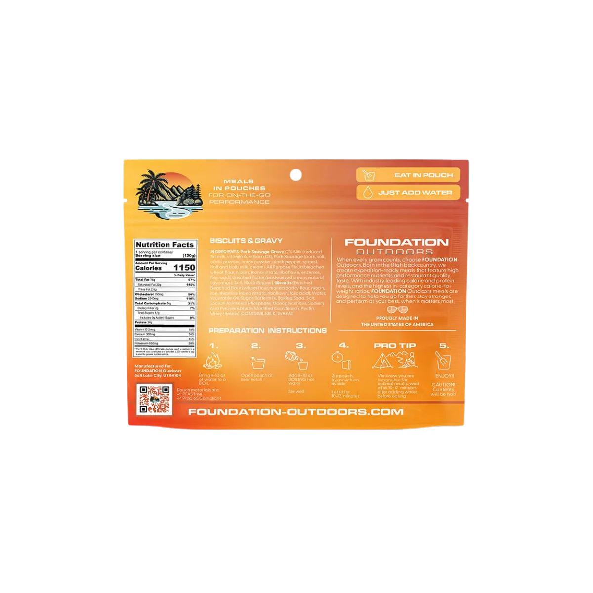FOUNDATION OUTDOORS BISCUITS AND SAUSAGE GRAVY MEAL - Image 2