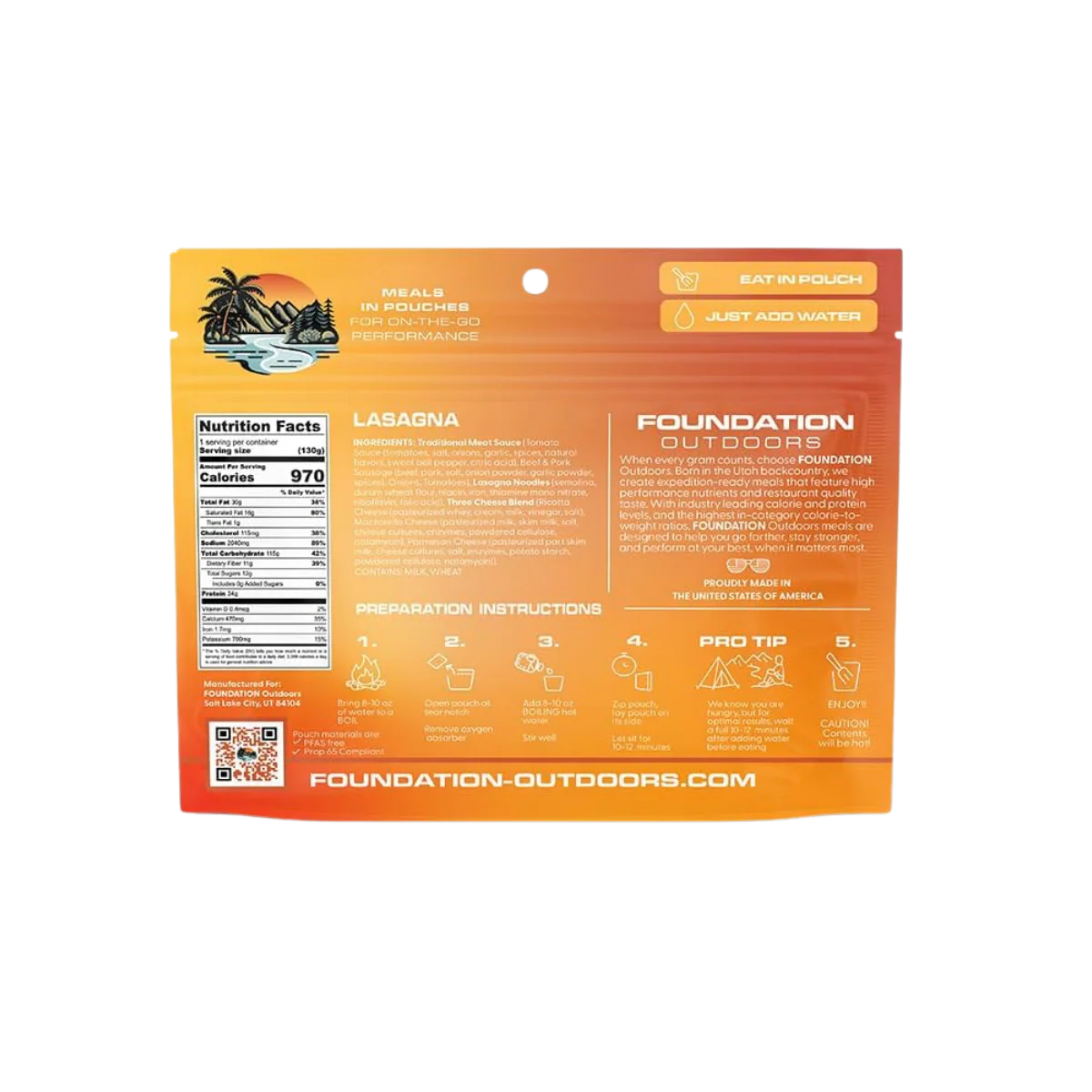 FOUNDATION OUTDOORS LASAGNA MEAL - Image 2