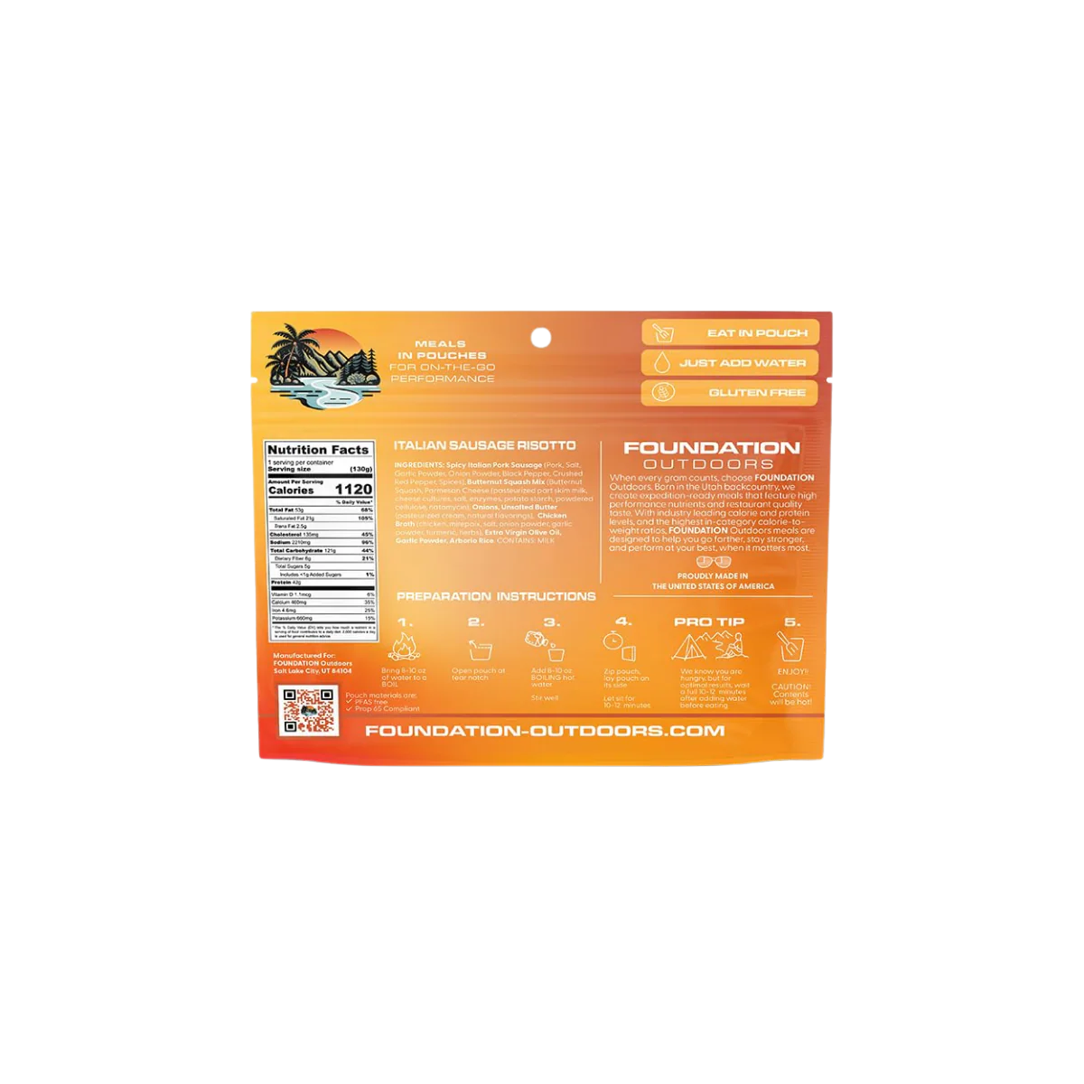 FOUNDATION OUTDOORS SPICY SAUSAGE RISOTTO MEAL - Image 2
