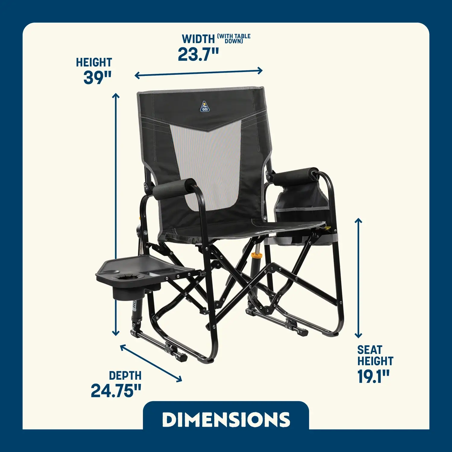 GCI OUTDOOR STOWAWAY ROCKER W/ SIDE TABLE - Image 3