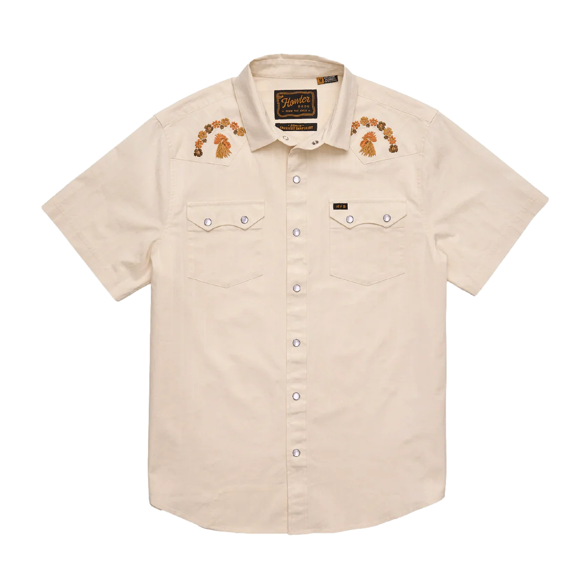 HOWLER BROTHERS CROSSCUT DELUXE SHORTSLEEVE SNAPSHIRT - OFF WHITE DOBBY