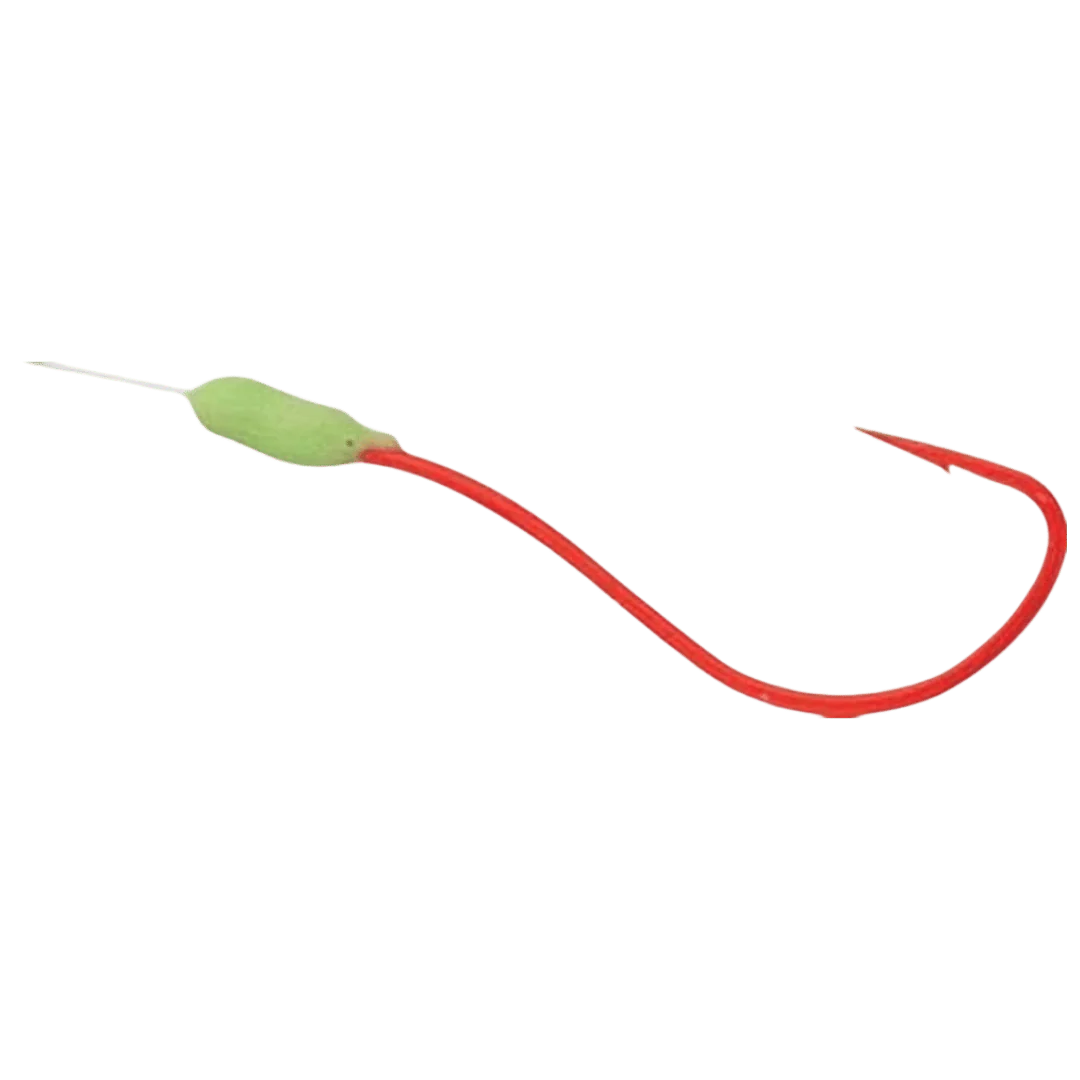OWNER AMERICAN WALLEYE PLUS BAIT HOOK WITH 8' LEADER - RED HOOK GLOW BEAD #6