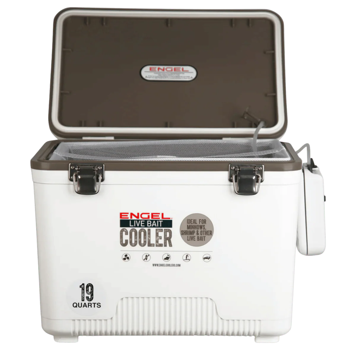 ENGEL 19 QUARTS LIVEBAIT COOLER/DRYBOX W/AERATOR PUMP - WHITE - Image 2