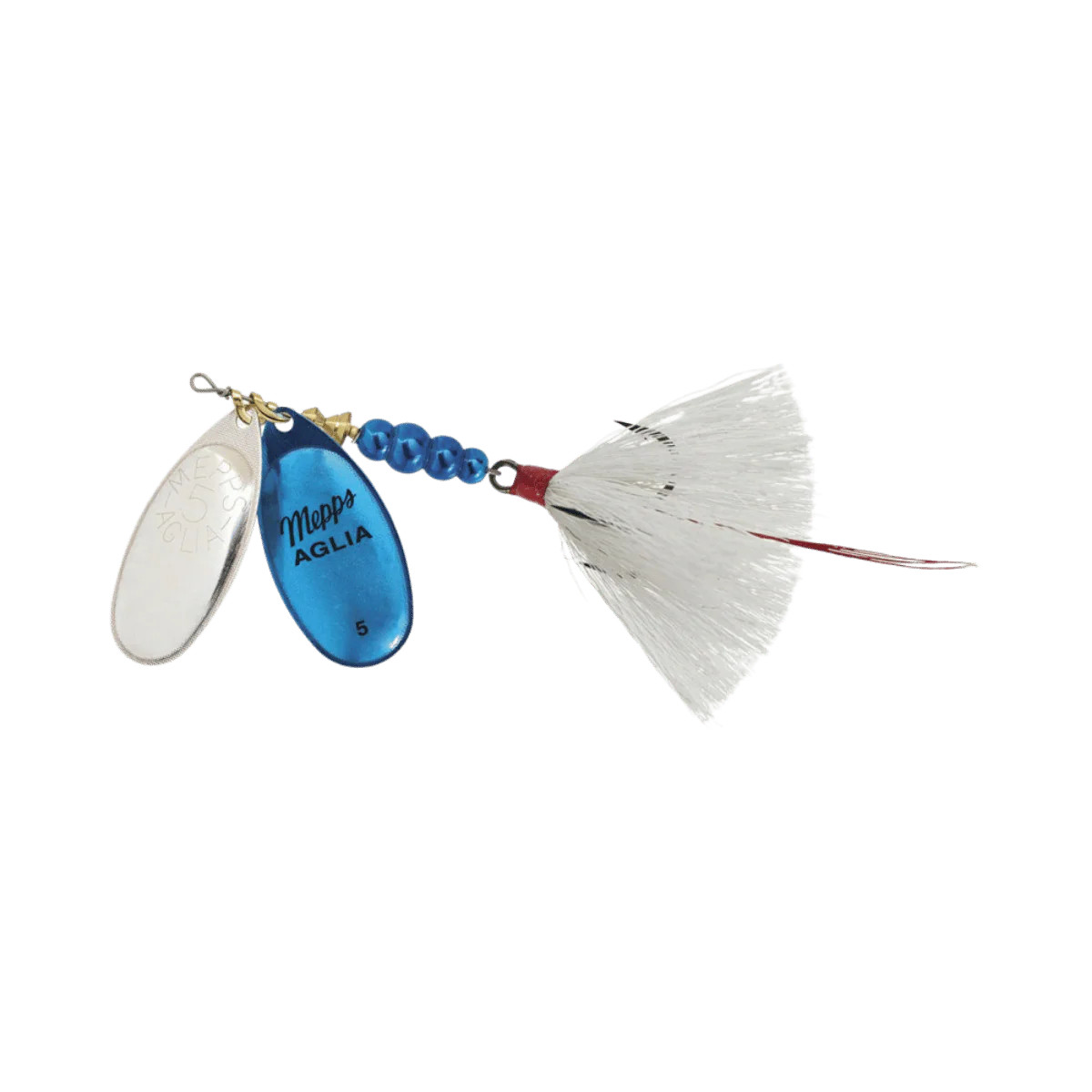 MEPPS DOUBLE BLADE AGLIA 11/16OZ - #5 - SLVR/BLUE PLAT-WHT