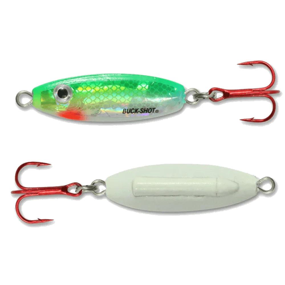 NORTHLAND BUCK-SHOT RATTLE SPOON - S-GLO PERCH 1/4OZ