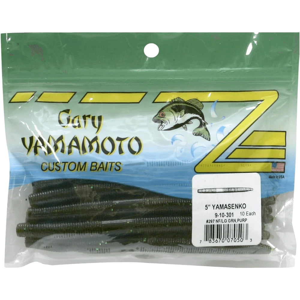 Yamamoto Senko worm 10 Pk NF/LG Green Purple 5" - Image 2