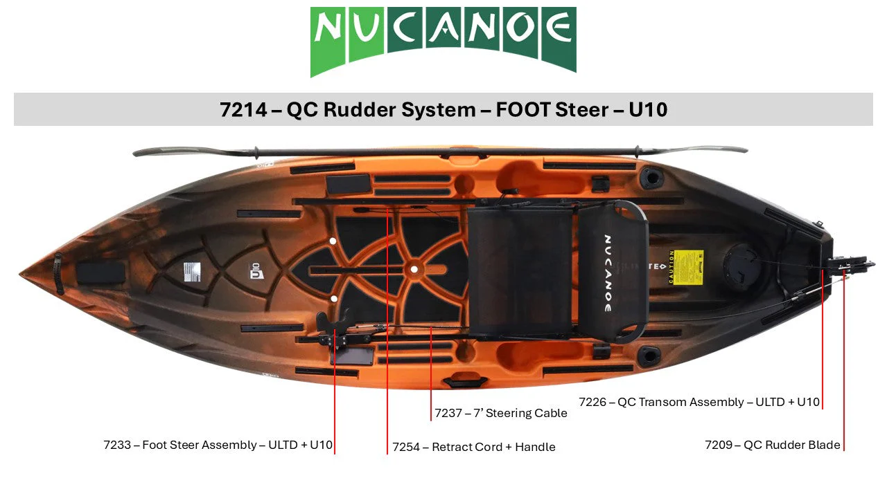 NuCanoe QC Rudder System - FOOT Steer - U10 - Image 11
