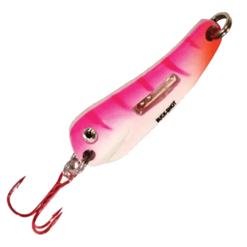 NORTHLAND BUCK-SHOT FLUTTER SPOON - UV PINK TIGER 1/16OZ