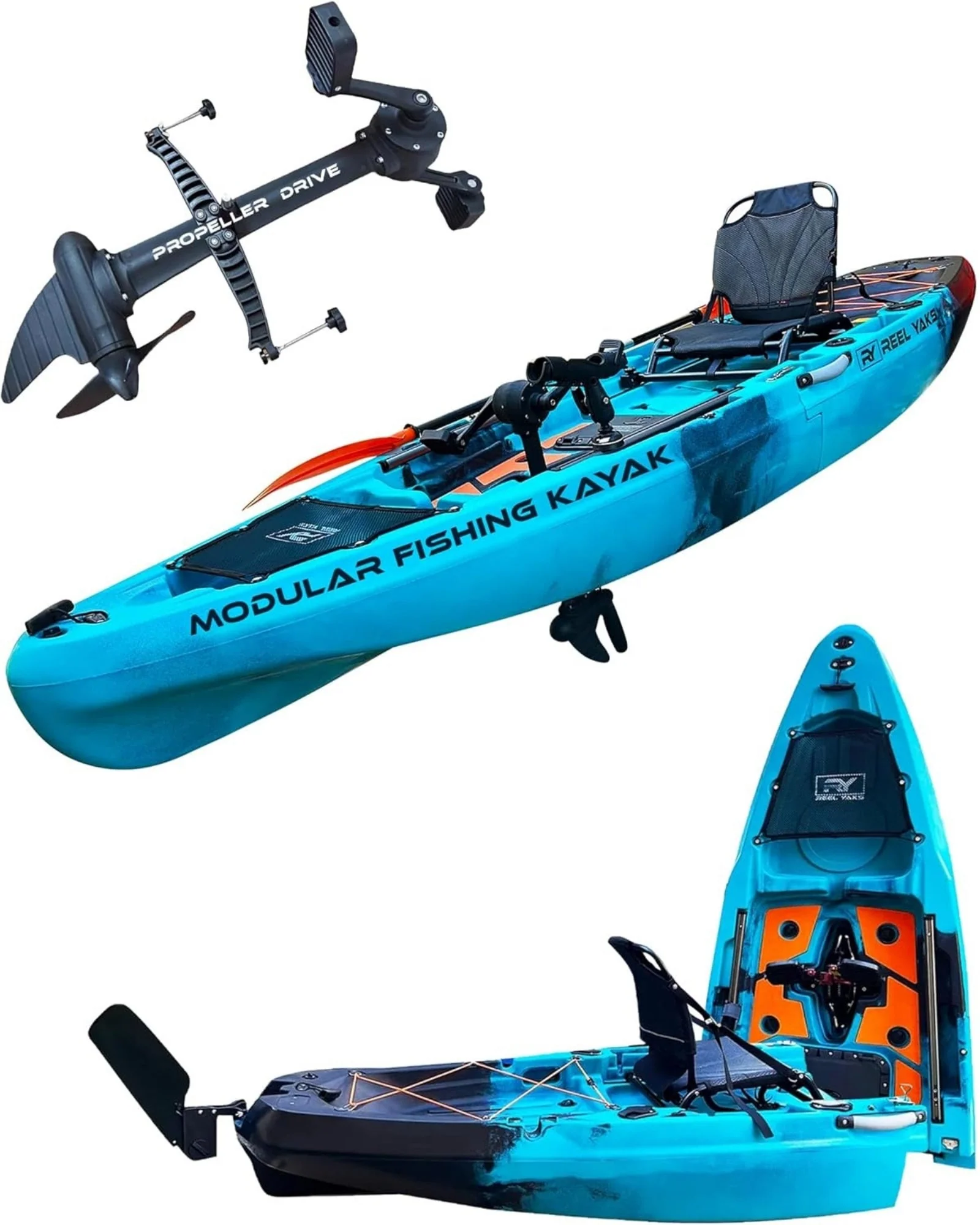 ReelYaks Rapido 10.8ft Propeller Drive Modular Fishing Kayak - Image 3