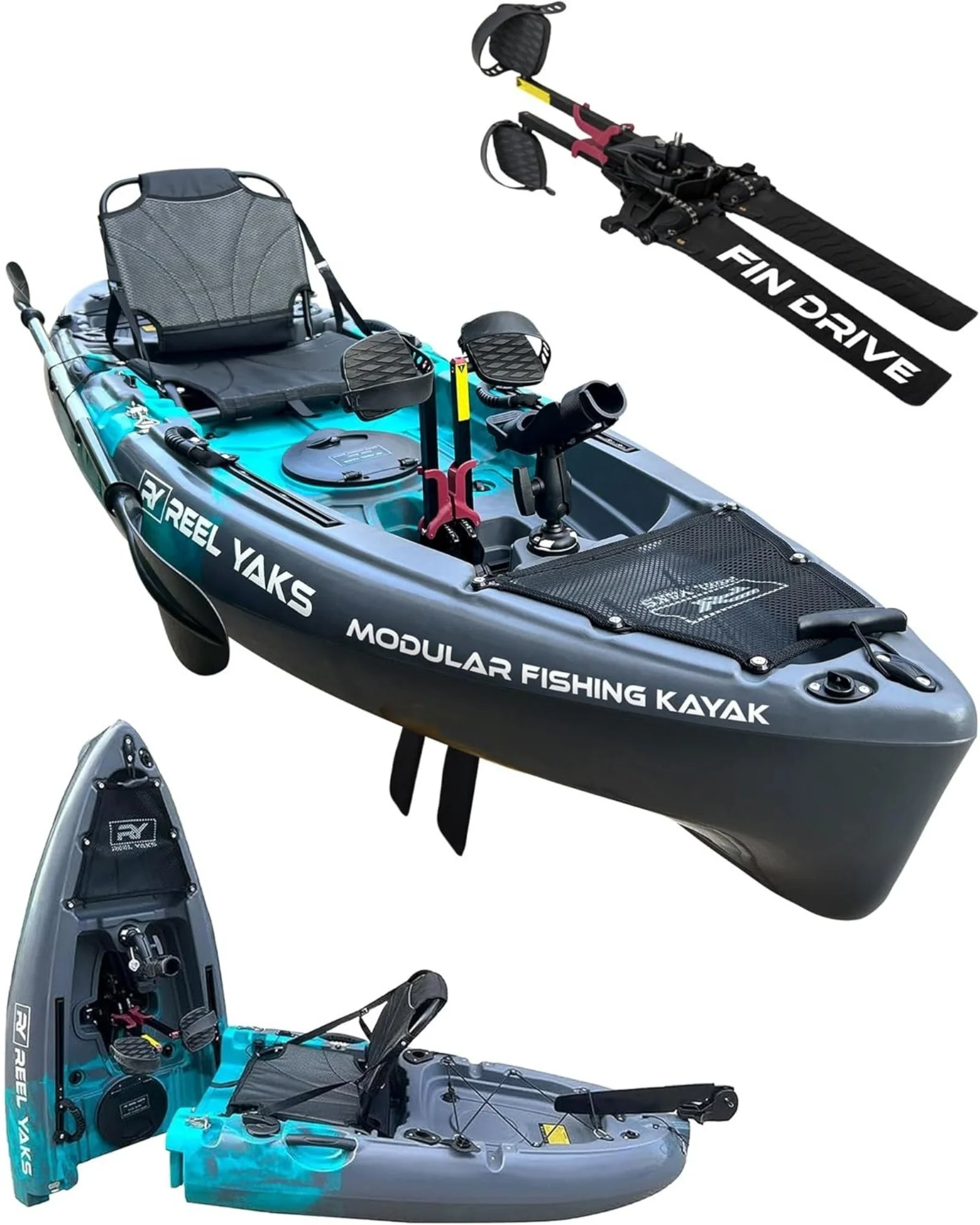 ReelYaks Raptor 9.5ft Fin Drive Modular Fishing Kayak - Image 24