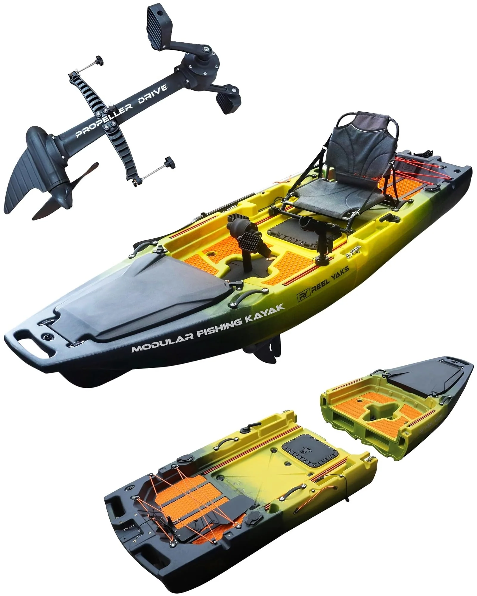 ReelYaks Rocket 9.8ft Propeller Drive Modular Fishing Kayak - Image 3